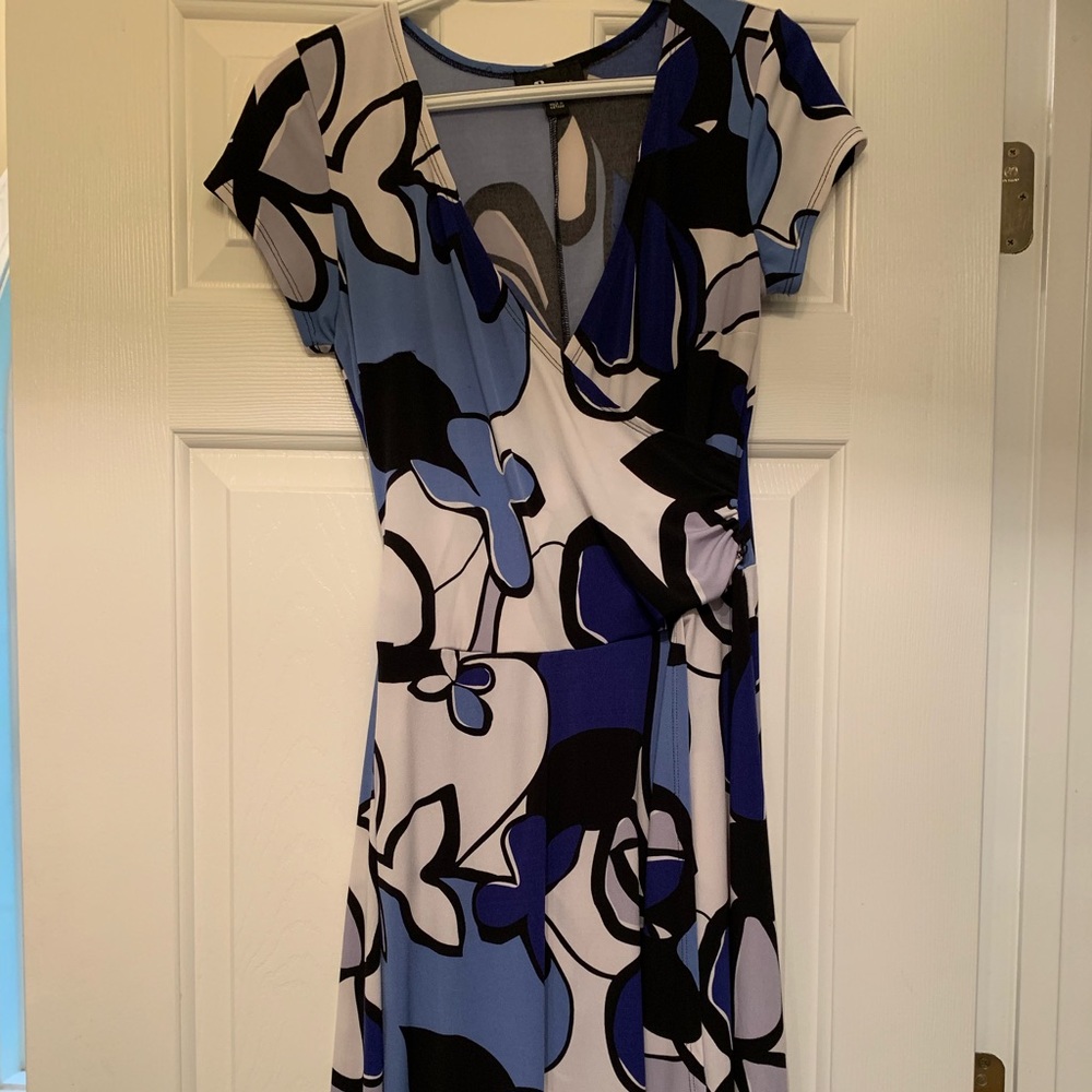 Blue Floral Wrap Dress